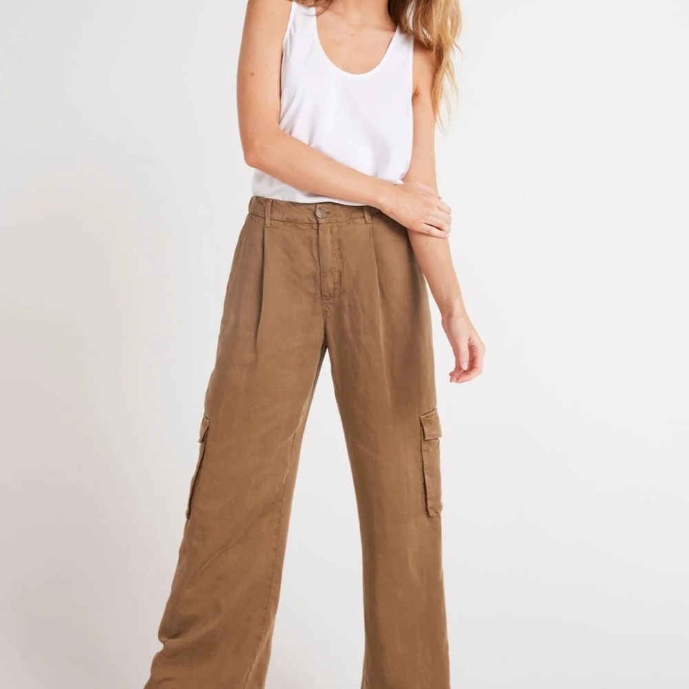 Bella Dahl Double Pleated Wide Leg High Waist Pant- Topaz Brown (XS)